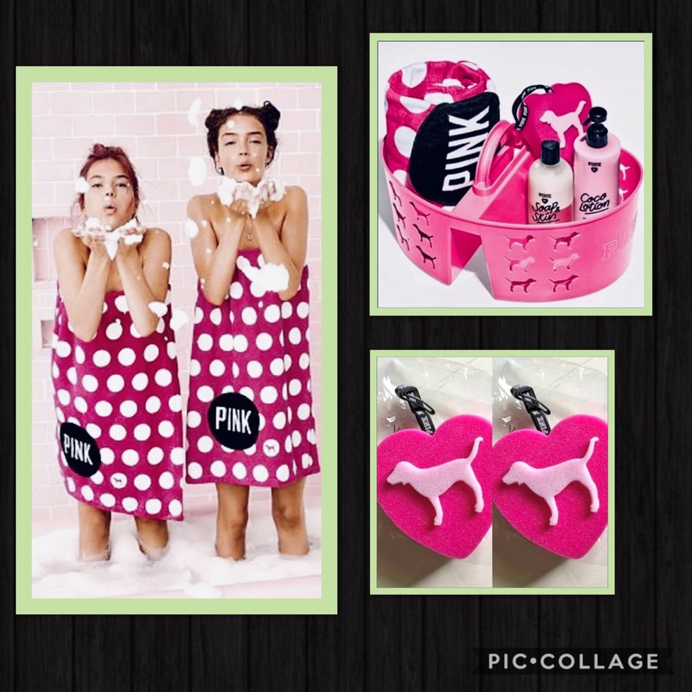 VS PINK Caddy, Towel & Loofah Bath Set